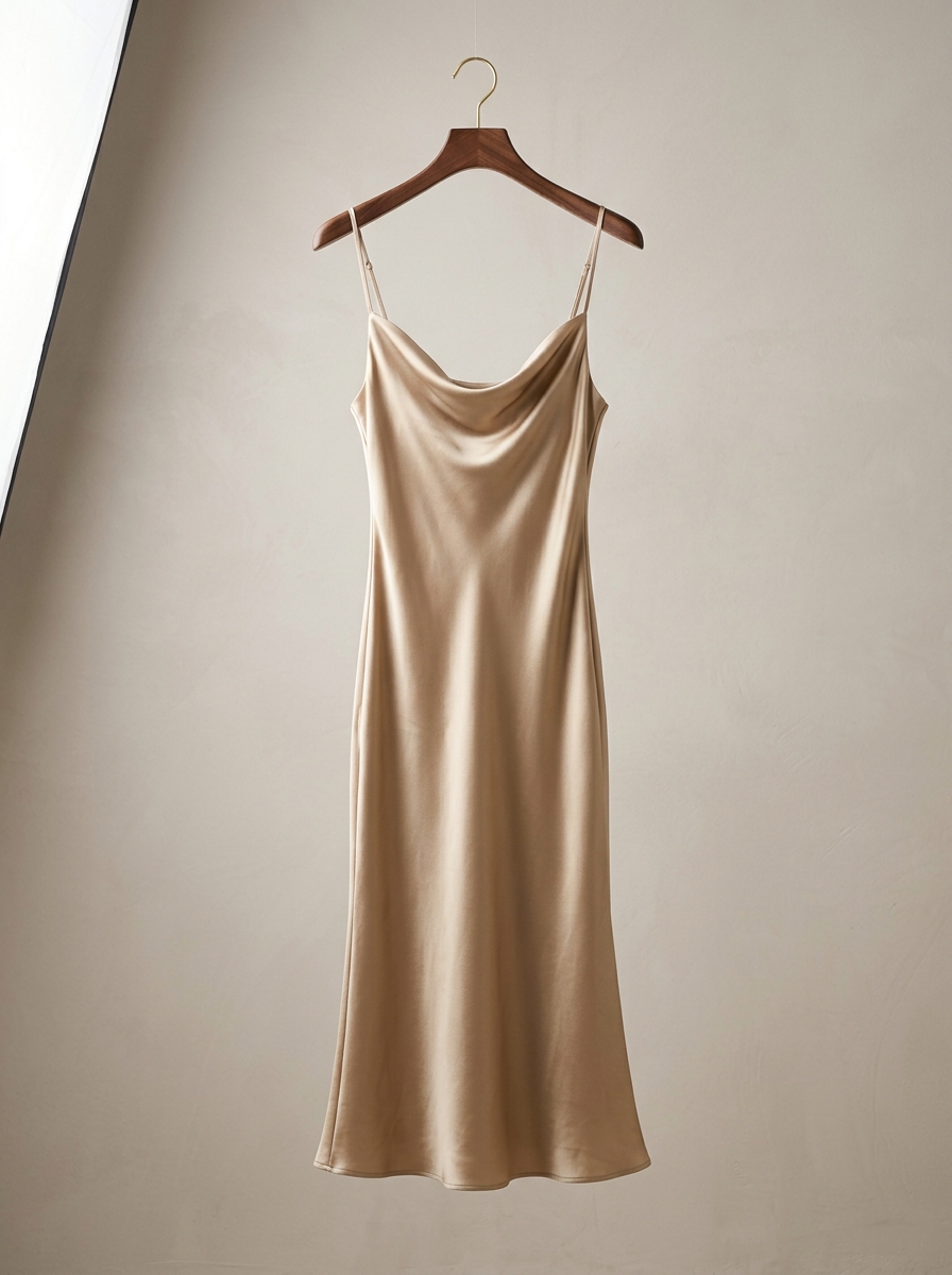 Vestido Lencero Satén Champagne